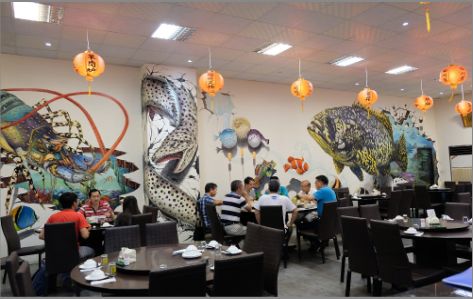 五峰海鲜餐厅墙体彩绘